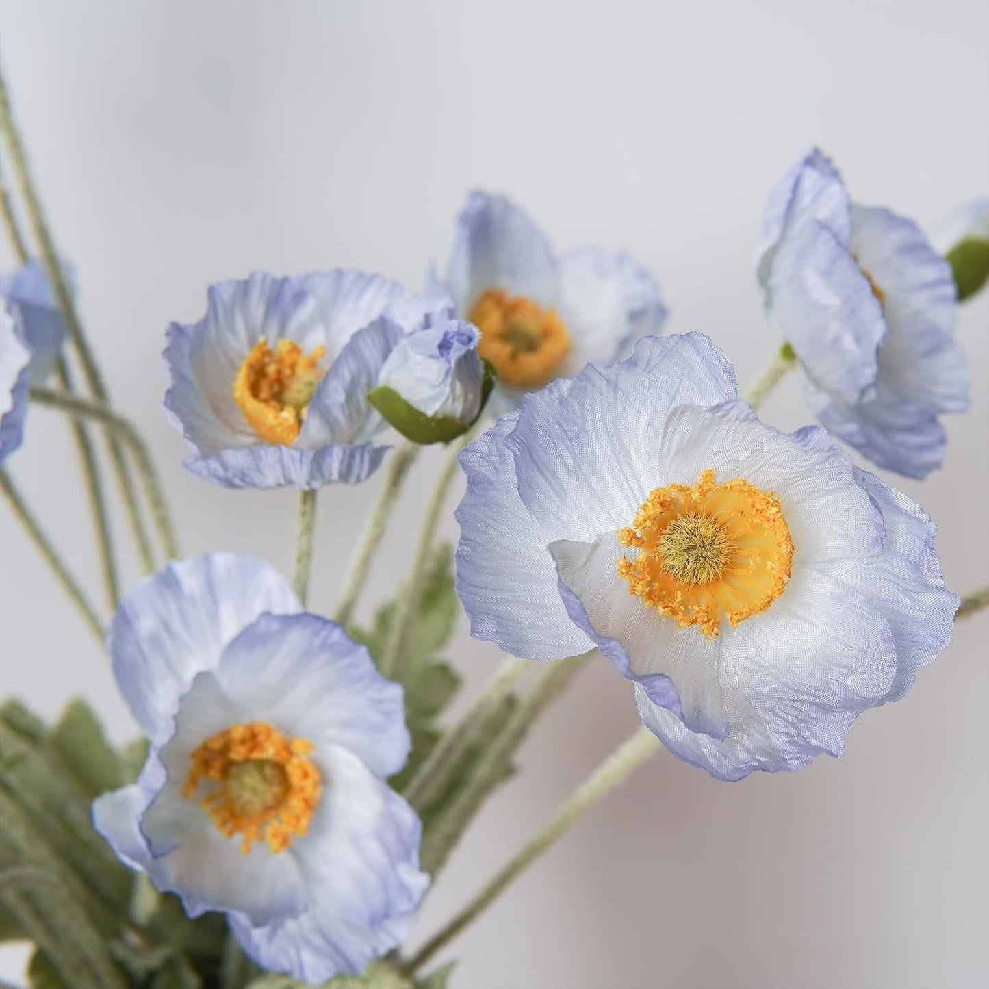 Artificial Flowers 5Pcs Poppies Flowers Artificial Silk Flowers for Home Office Wedding Outdoor Decor (Orange)