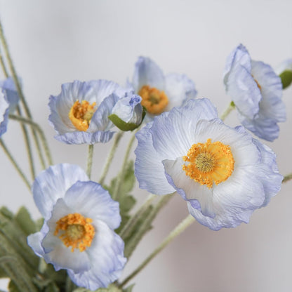 Artificial Flowers 5Pcs Poppies Flowers Artificial Silk Flowers for Home Office Wedding Outdoor Decor (Orange)