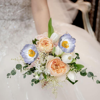 Artificial Flowers 5Pcs Poppies Flowers Artificial Silk Flowers for Home Office Wedding Outdoor Decor (Orange)