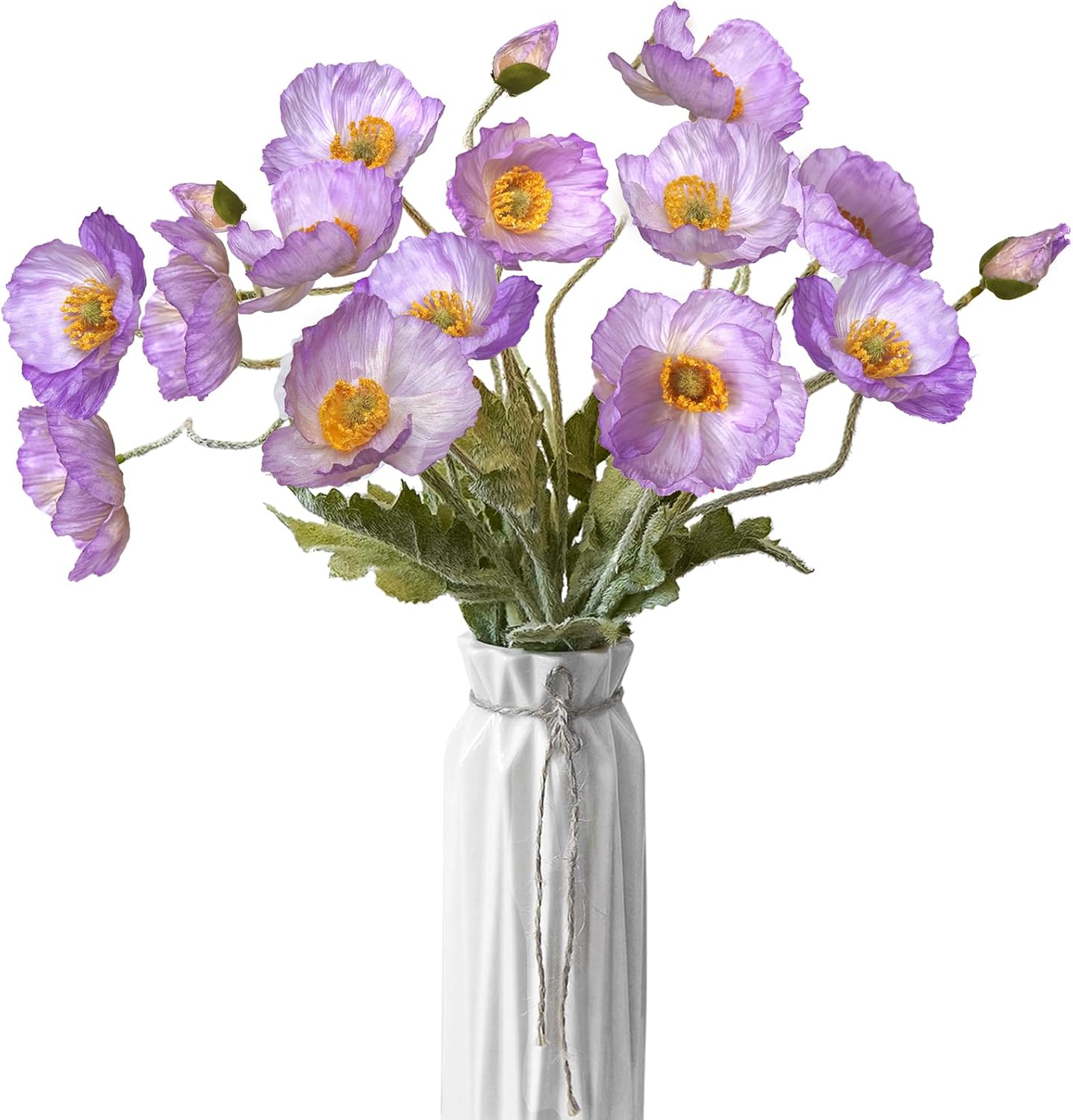 Artificial Flowers 5Pcs Poppies Flowers Artificial Silk Flowers for Home Office Wedding Outdoor Decor (Orange)