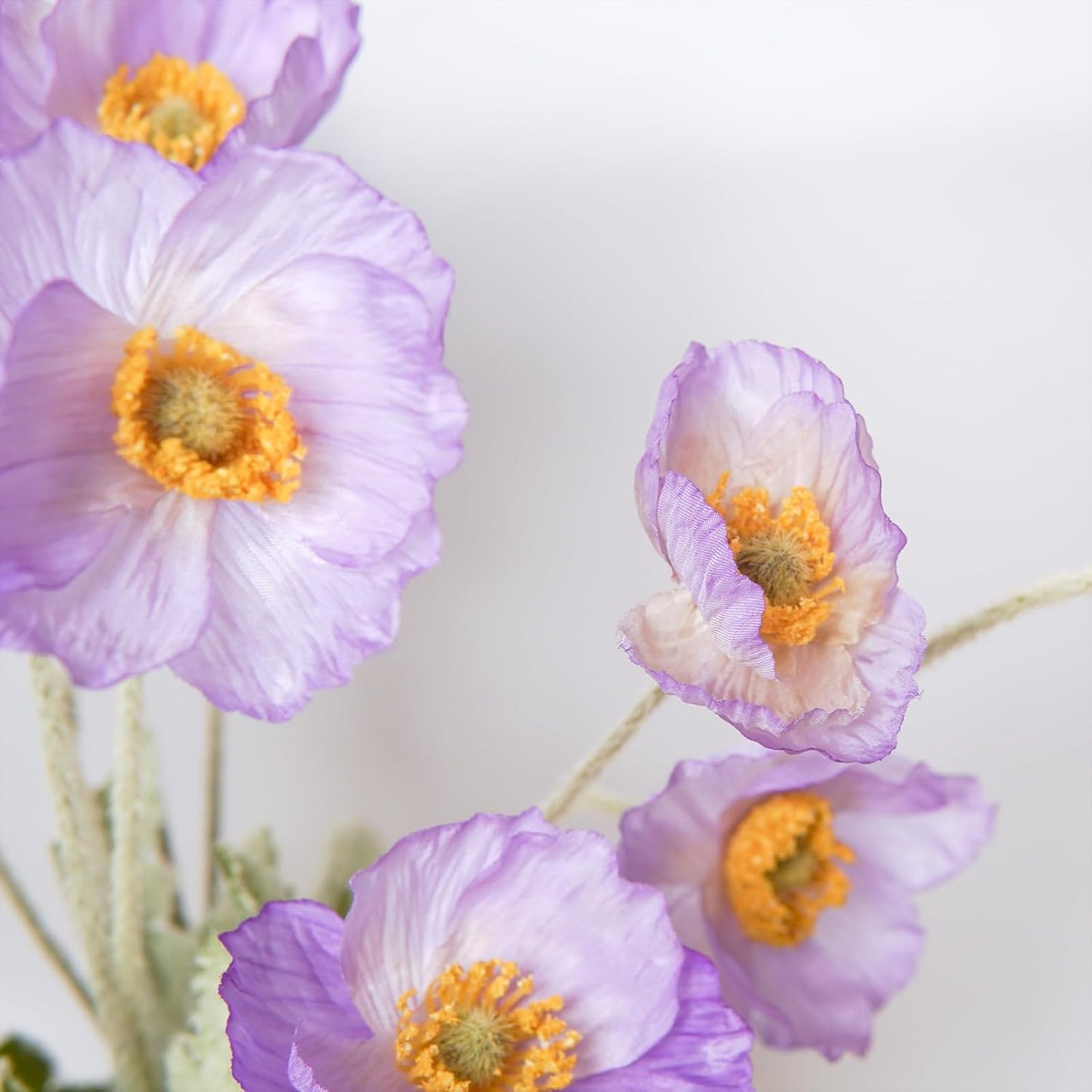 Artificial Flowers 5Pcs Poppies Flowers Artificial Silk Flowers for Home Office Wedding Outdoor Decor (Orange)