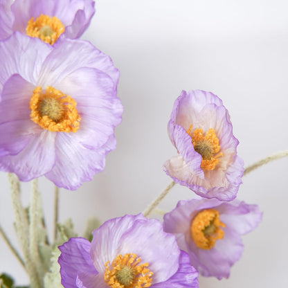 Artificial Flowers 5Pcs Poppies Flowers Artificial Silk Flowers for Home Office Wedding Outdoor Decor (Orange)
