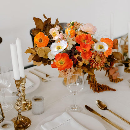 Artificial Flowers 5Pcs Poppies Flowers Artificial Silk Flowers for Home Office Wedding Outdoor Decor (Orange)
