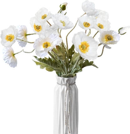Artificial Flowers 5Pcs Poppies Flowers Artificial Silk Flowers for Home Office Wedding Outdoor Decor (Orange)