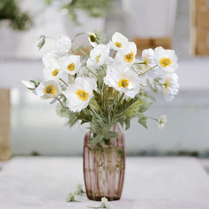 Artificial Flowers 5Pcs Poppies Flowers Artificial Silk Flowers for Home Office Wedding Outdoor Decor (Orange)