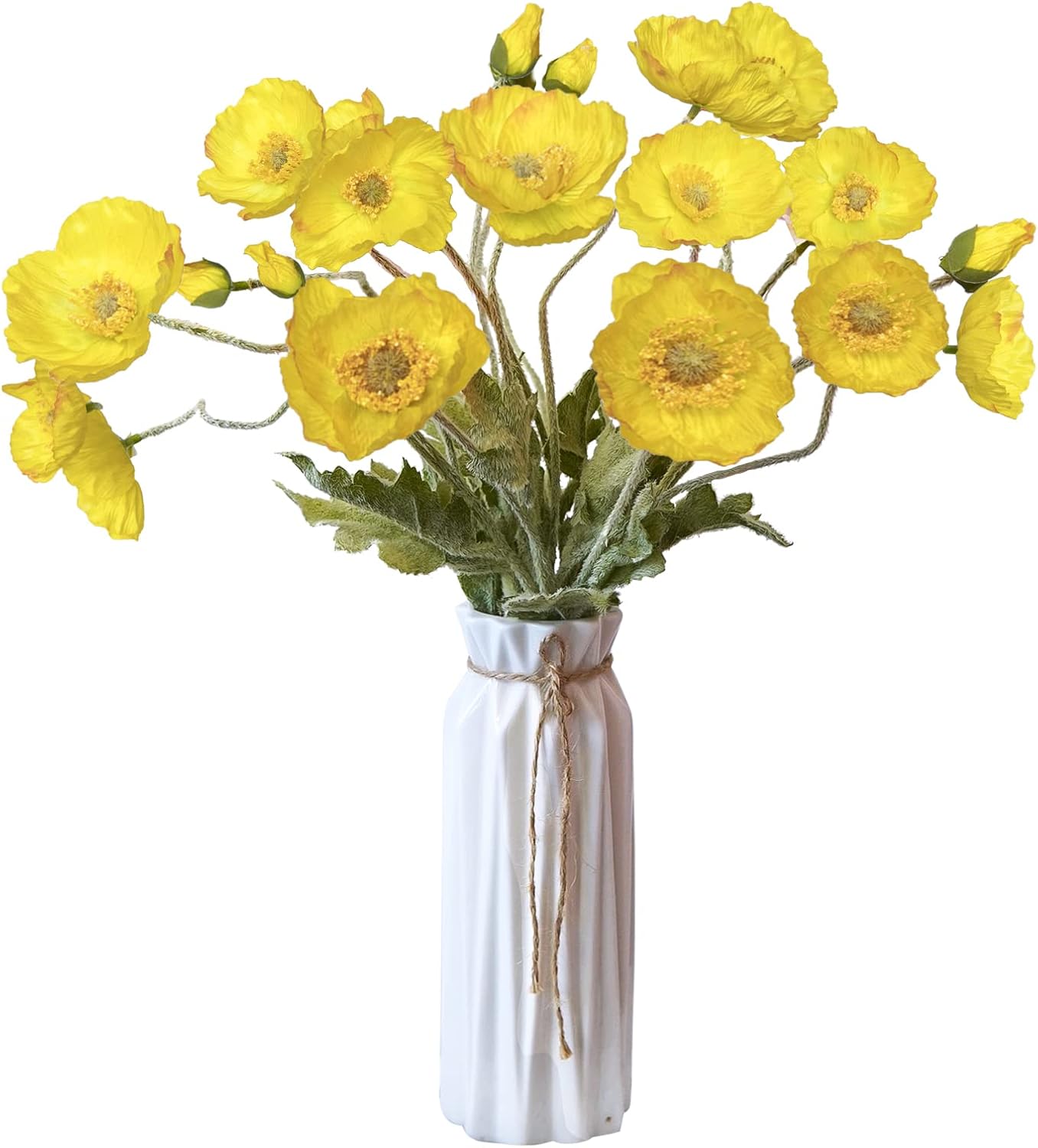 Artificial Flowers 5Pcs Poppies Flowers Artificial Silk Flowers for Home Office Wedding Outdoor Decor (Orange)