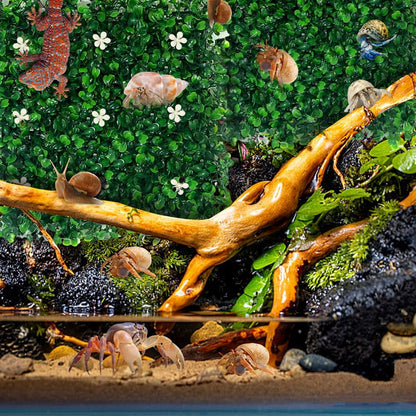 2pcs Hermit Crab Climbing Toys, 10x10 Inch Faux Grass Mat Reptile Plants Artificial Boxwood Panels Reptile Tank Accessories for Bearded Dragon Lizard Terrarium Decor (Green)