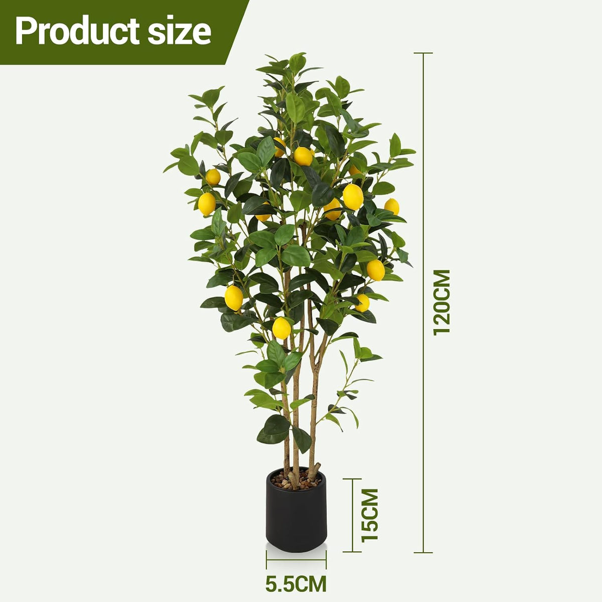 2-Pack 4FT Artificial Lemon Tree That Look Real, Faux Lemons Citrus Plants with Yellow Fake Lemons Fruits in Black Pot, Indoor Artificial Trees for Home Office Kitchen Decor Party Wedding Christmas