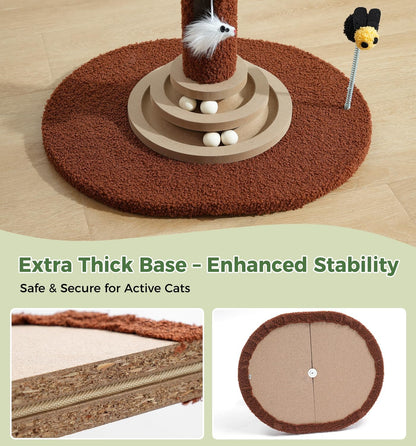 35" Tall Cat Scratching Post with Sisal Rope, Interactive Hanging Balls, Toy Mouse and Two-Layer Ball Track Cat Toys, Palm Tree Cat Scratcher Tower for Indoor Cats and Kittens