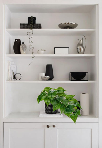 Artificial Plants Potted Alocasia Amazonica Polly Faux Plant with White Ceramic Pot Fake Hanging Plants Indoor for Home Living Room Shelf Office Aesthetic Decor