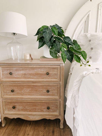 Artificial Plants Potted Alocasia Amazonica Polly Faux Plant with White Ceramic Pot Fake Hanging Plants Indoor for Home Living Room Shelf Office Aesthetic Decor