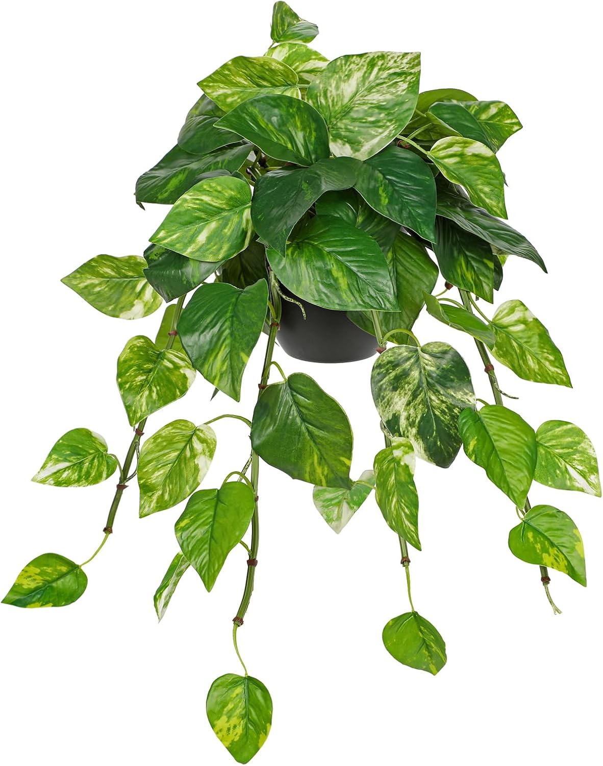 Artificial Plants Potted Alocasia Amazonica Polly Faux Plant with White Ceramic Pot Fake Hanging Plants Indoor for Home Living Room Shelf Office Aesthetic Decor