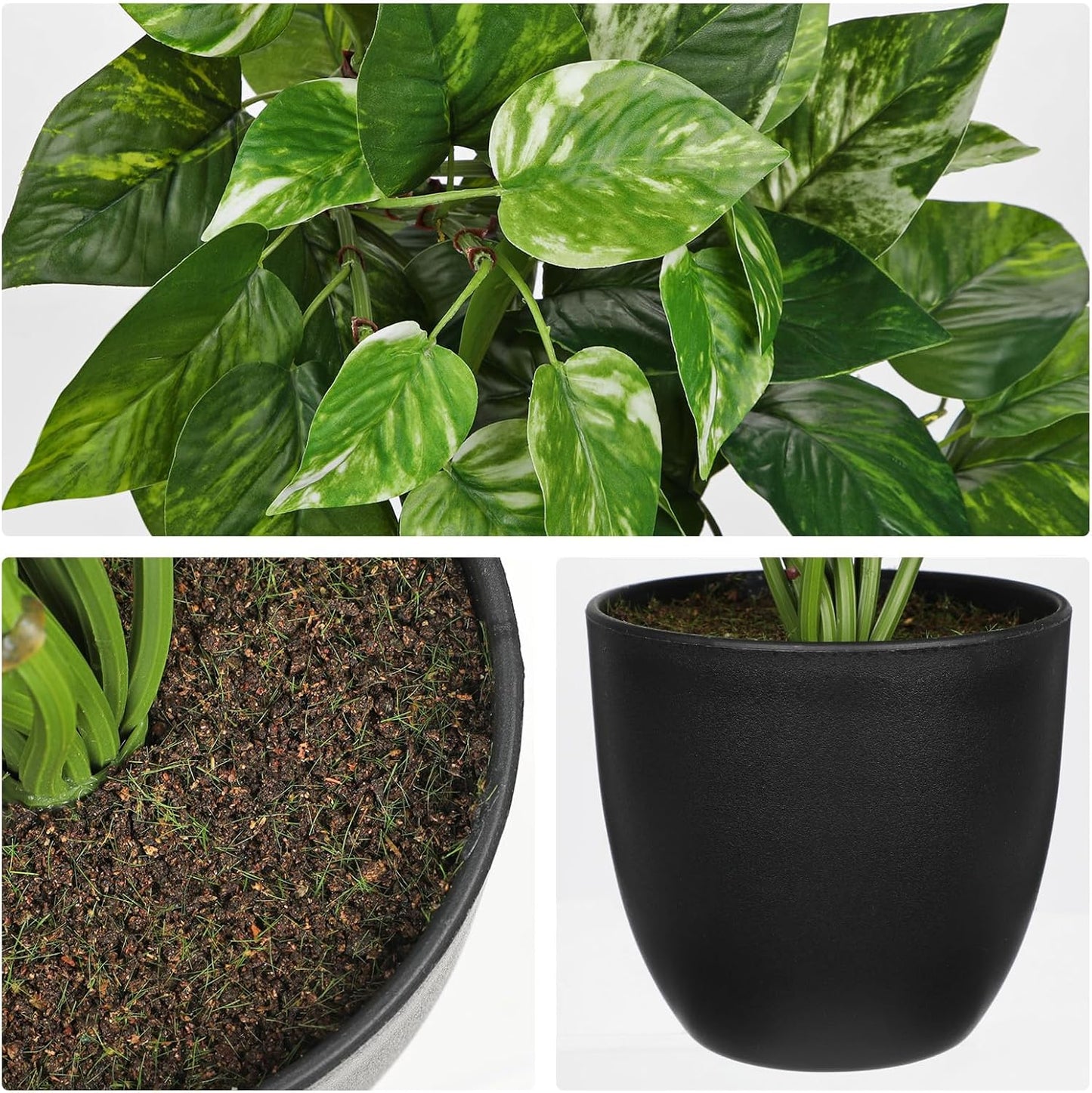 Artificial Plants Potted Alocasia Amazonica Polly Faux Plant with White Ceramic Pot Fake Hanging Plants Indoor for Home Living Room Shelf Office Aesthetic Decor