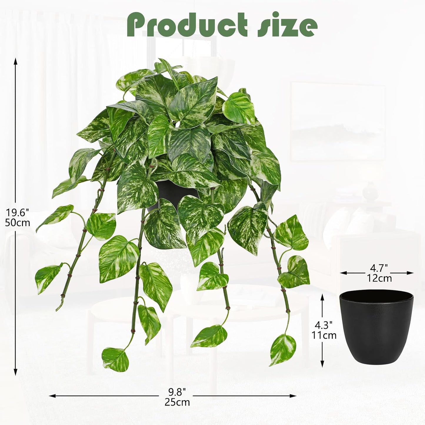 Artificial Plants Potted Alocasia Amazonica Polly Faux Plant with White Ceramic Pot Fake Hanging Plants Indoor for Home Living Room Shelf Office Aesthetic Decor