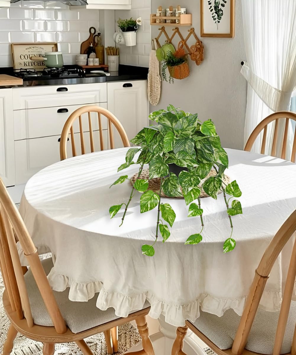 Artificial Plants Potted Alocasia Amazonica Polly Faux Plant with White Ceramic Pot Fake Hanging Plants Indoor for Home Living Room Shelf Office Aesthetic Decor