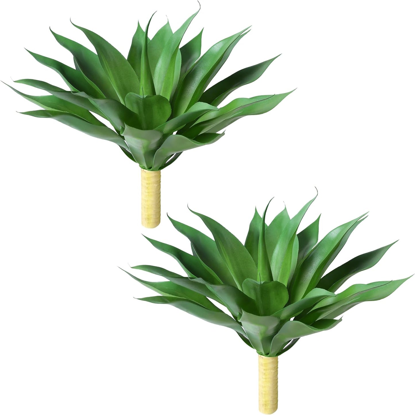 Fake Plants Agave Artificial Plants Outdoor 2 PCS for Outside, Faux Greenery UV Resistant Artificial Outdoor Plants for Front Door Porch Planter Urn Patio Garden Yard 28inch Classic Green