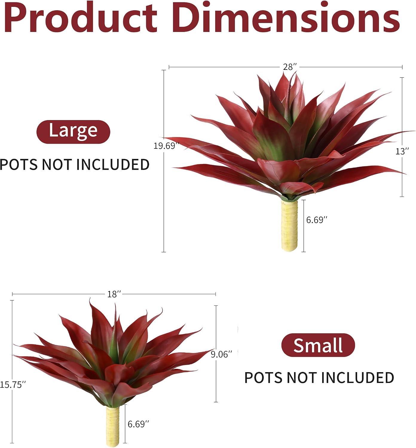 Fake Plants Agave Artificial Plants Outdoor 2 PCS for Outside, Faux Greenery UV Resistant Artificial Outdoor Plants for Front Door Porch Planter Urn Patio Garden Yard 28inch Classic Green