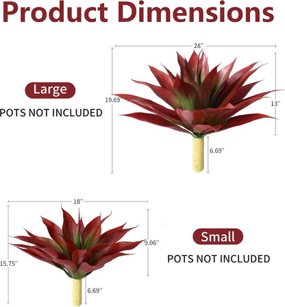 Fake Plants Agave Artificial Plants Outdoor 2 PCS for Outside, Faux Greenery UV Resistant Artificial Outdoor Plants for Front Door Porch Planter Urn Patio Garden Yard 28inch Classic Green