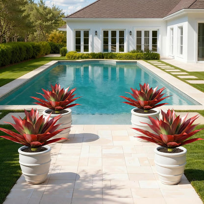 Fake Plants Agave Artificial Plants Outdoor 2 PCS for Outside, Faux Greenery UV Resistant Artificial Outdoor Plants for Front Door Porch Planter Urn Patio Garden Yard 28inch Classic Green