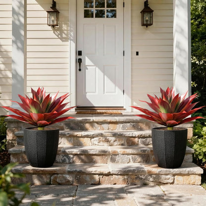 Fake Plants Agave Artificial Plants Outdoor 2 PCS for Outside, Faux Greenery UV Resistant Artificial Outdoor Plants for Front Door Porch Planter Urn Patio Garden Yard 28inch Classic Green