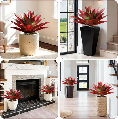 Fake Plants Agave Artificial Plants Outdoor 2 PCS for Outside, Faux Greenery UV Resistant Artificial Outdoor Plants for Front Door Porch Planter Urn Patio Garden Yard 28inch Classic Green