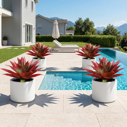 Fake Plants Agave Artificial Plants Outdoor 2 PCS for Outside, Faux Greenery UV Resistant Artificial Outdoor Plants for Front Door Porch Planter Urn Patio Garden Yard 28inch Classic Green