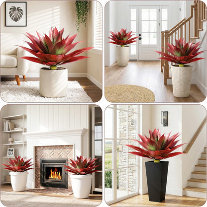 Fake Plants Agave Artificial Plants Outdoor 2 PCS for Outside, Faux Greenery UV Resistant Artificial Outdoor Plants for Front Door Porch Planter Urn Patio Garden Yard 28inch Classic Green