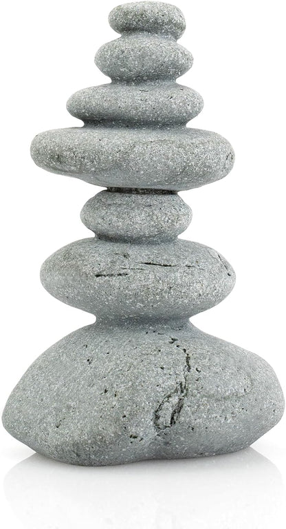 Aquarium Decor,7-Stone Mini Stacked Zen Rock Stone Decor – Balanced Stones Cairn Statue for Garden, Fish Tank, and Micro Landscape (3.7" H)