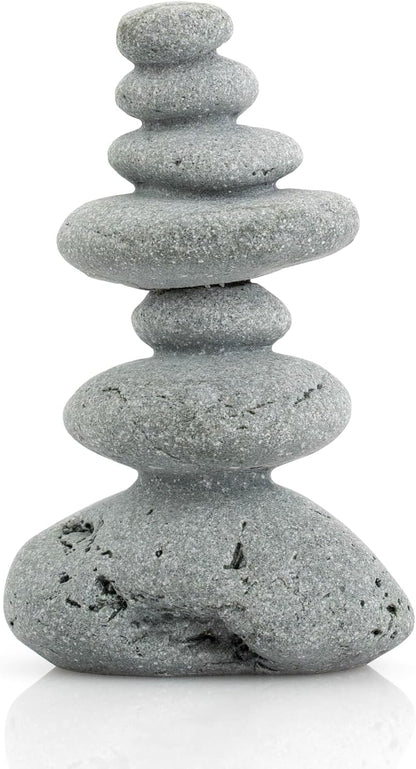 Aquarium Decor,7-Stone Mini Stacked Zen Rock Stone Decor – Balanced Stones Cairn Statue for Garden, Fish Tank, and Micro Landscape (3.7" H)