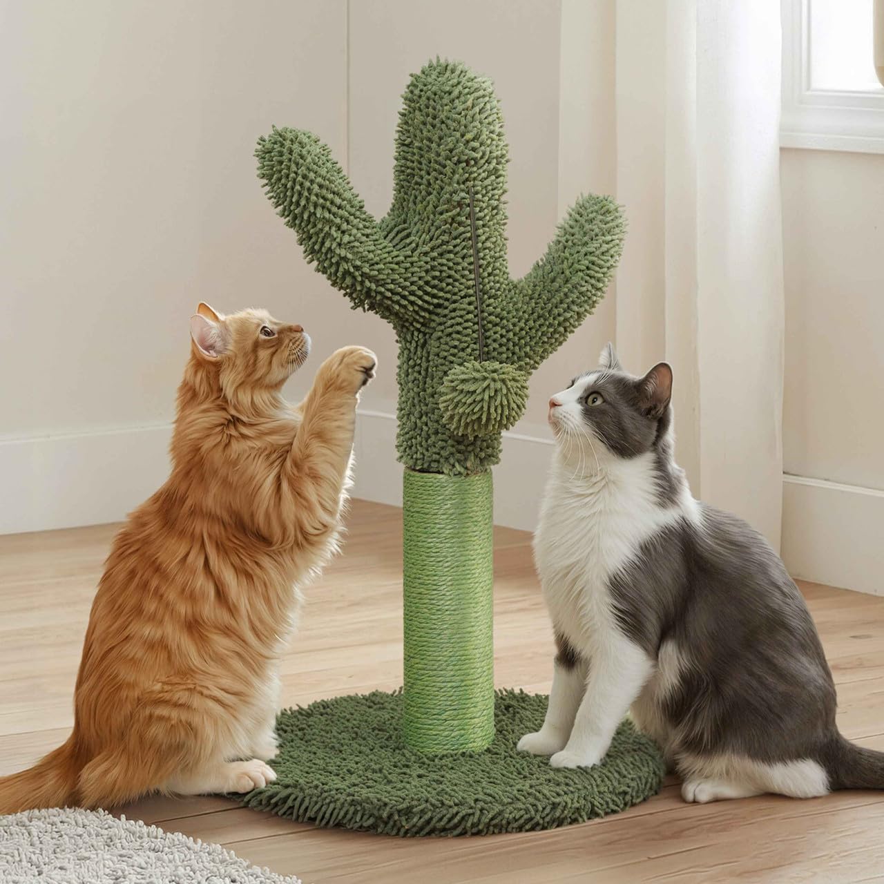 Mushroom Cat Scratching Post, Mushroom Cat Scratcher with Sisal Rope and Interactive Hanging Ball, 20 Inch Scratching Post for Indoor Cats and Kittens