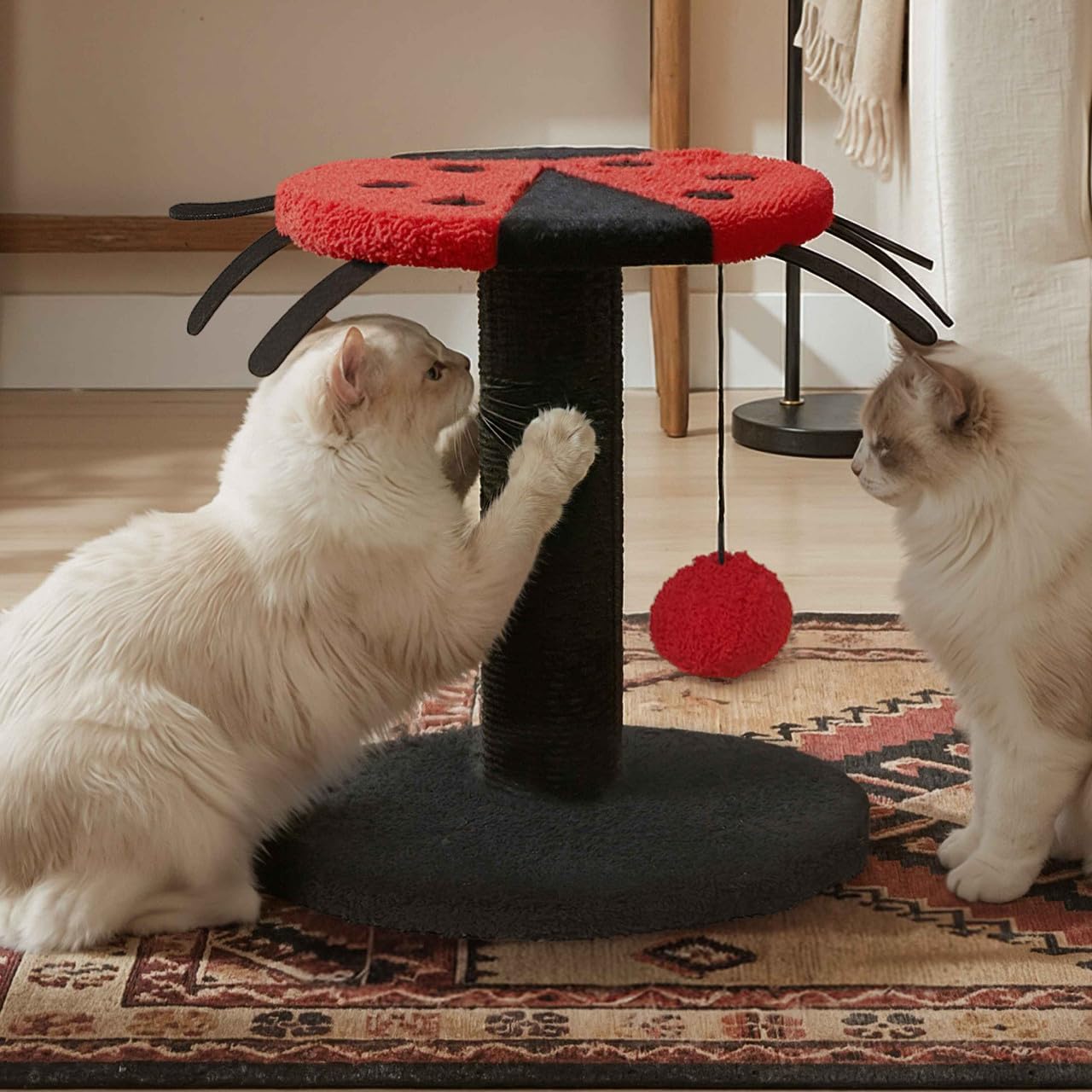 Mushroom Cat Scratching Post, Mushroom Cat Scratcher with Sisal Rope and Interactive Hanging Ball, 20 Inch Scratching Post for Indoor Cats and Kittens