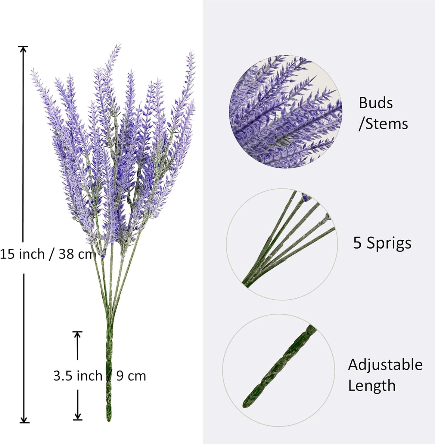 6 Bundles Artificial Lavender Stems, 15-inch Purple Faux Flowers | Decorative Floral Spray Faux Flower Bouquet for Home Garden Window Box Office Table Centerpieces Indoor Outdoor Décor ﻿