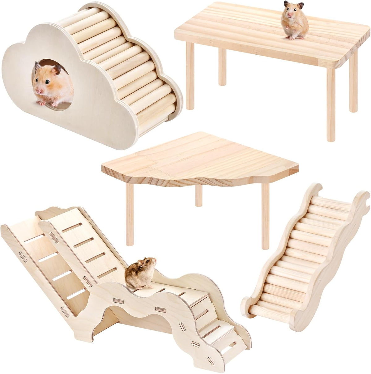 Hamster Play Wooden Platform 5-piece Set Hamster cage Accessories Toy