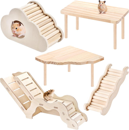 Hamster Play Wooden Platform 5-piece Set Hamster cage Accessories Toy