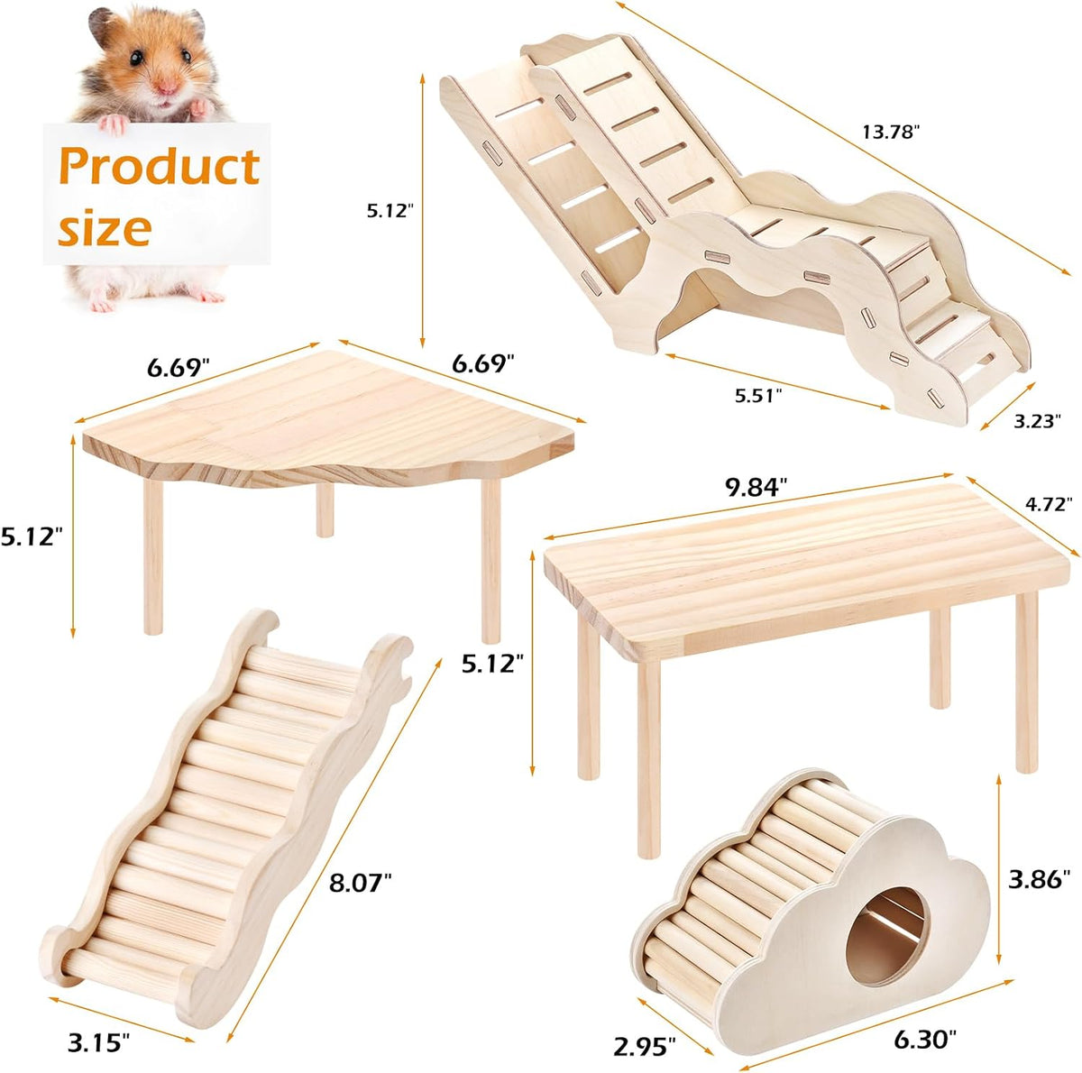 Hamster Play Wooden Platform 5-piece Set Hamster cage Accessories Toy
