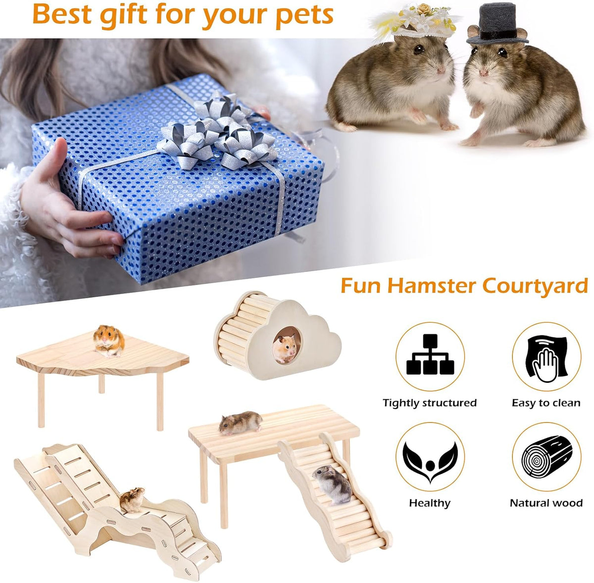 Hamster Play Wooden Platform 5-piece Set Hamster cage Accessories Toy