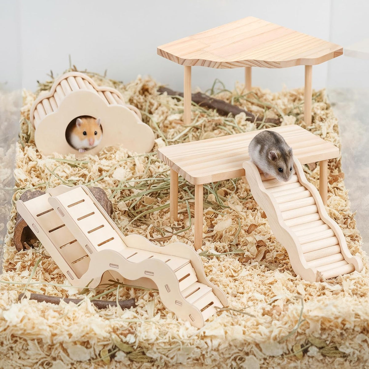 Hamster Play Wooden Platform 5-piece Set Hamster cage Accessories Toy