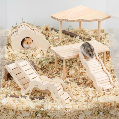 Hamster Play Wooden Platform 5-piece Set Hamster cage Accessories Toy