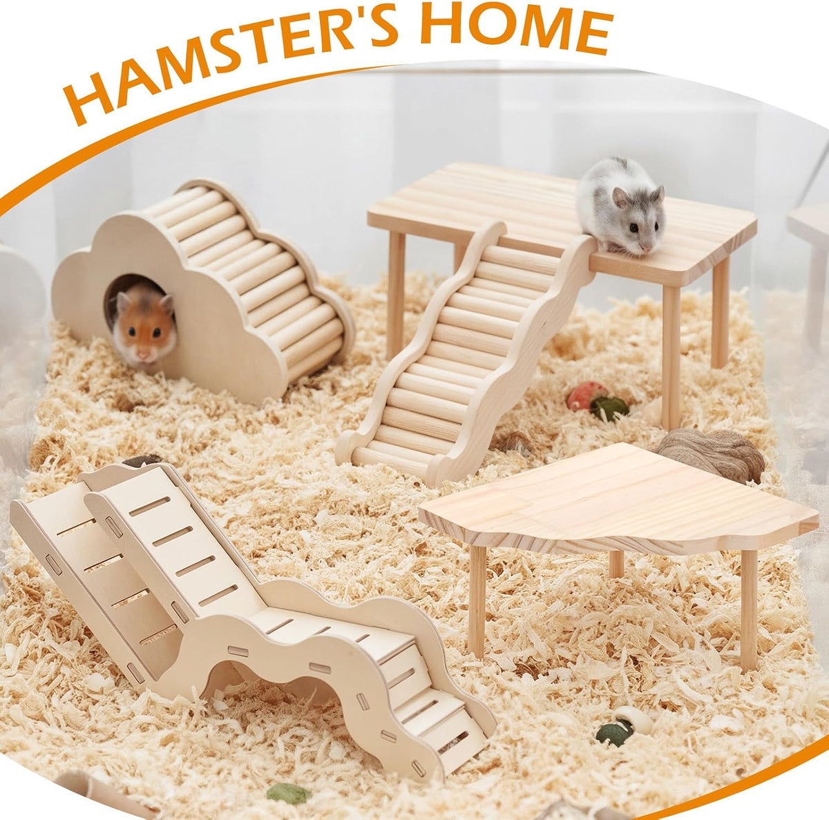 Hamster Play Wooden Platform 5-piece Set Hamster cage Accessories Toy