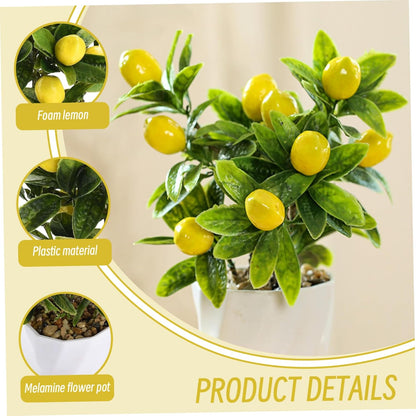 Artificial Lemon Tree Potted Plant, 1 Count, Overall Height: 8.86 Inches, Diameter: 3.54 Inches, Height: 3.35 Inches, Yellow, Realistic Lemon Tree Decor for Home Decor