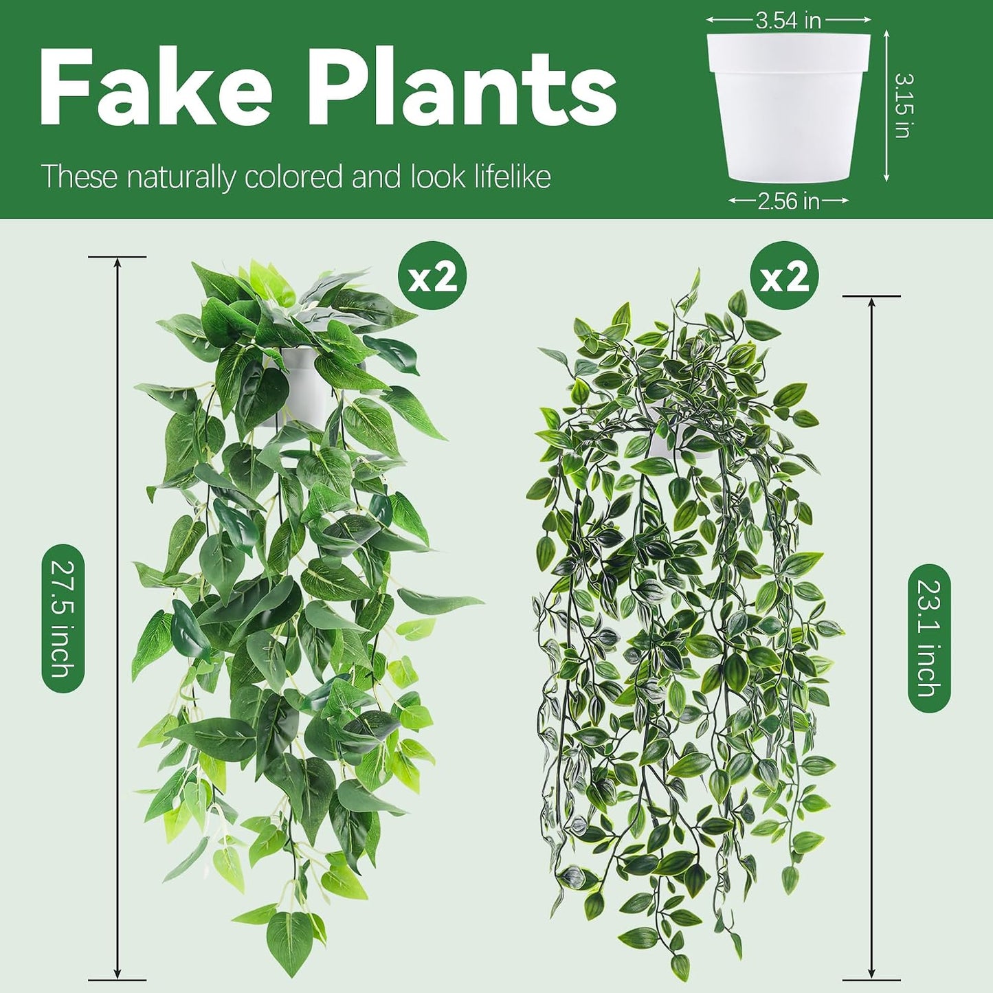 4Pcs Fake Plants Hanging Artificial Ivy Vine Faux Eucalyptus Hanging Plants, Boston Fern, String of Pearls for Living Room Aesthetic Bedroom Boho Kitchen Wall Shelf Indoor Outdoor Decor