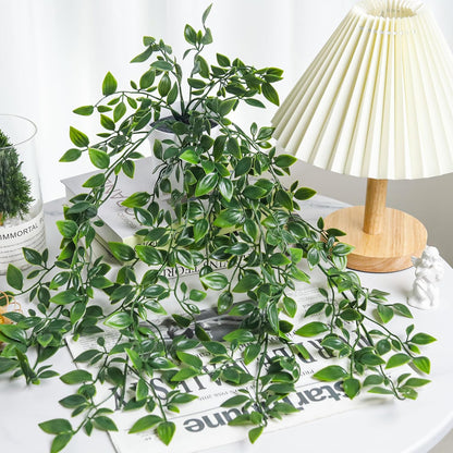 4Pcs Fake Plants Hanging Artificial Ivy Vine Faux Eucalyptus Hanging Plants, Boston Fern, String of Pearls for Living Room Aesthetic Bedroom Boho Kitchen Wall Shelf Indoor Outdoor Decor