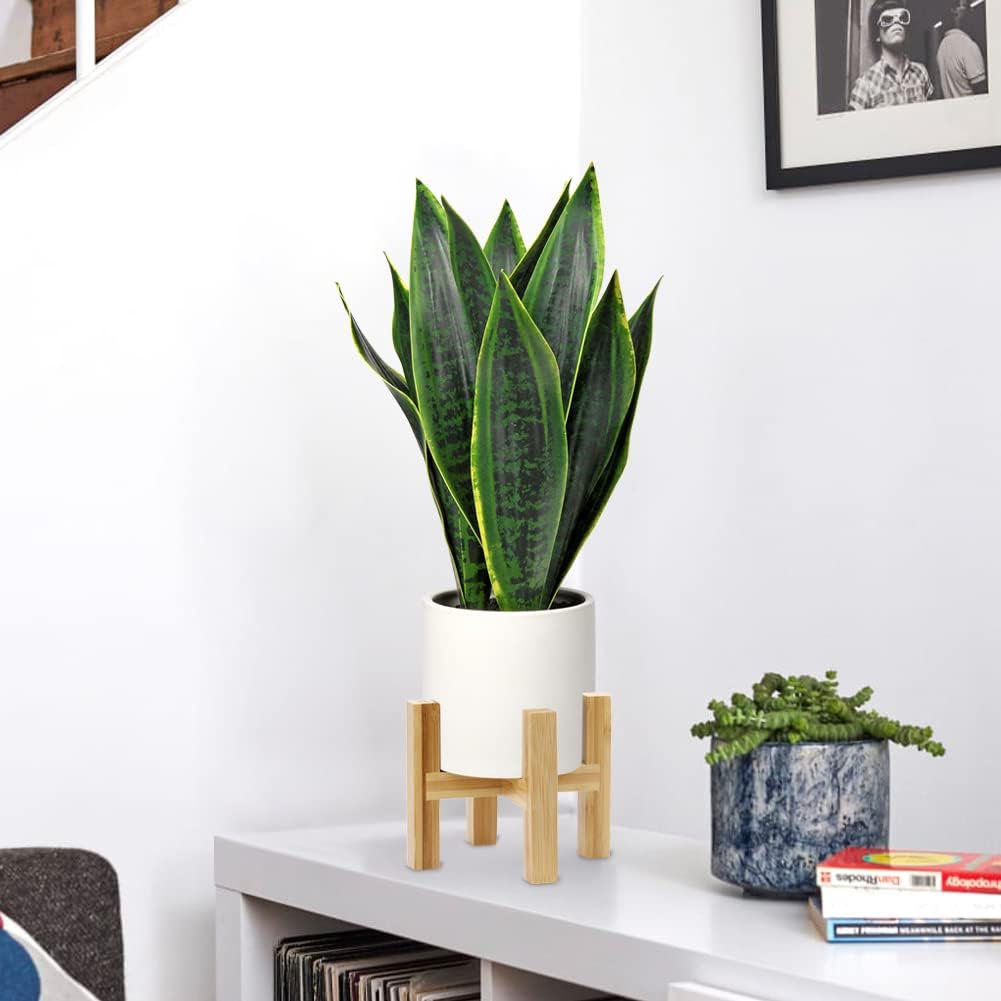 Fake Snake Plant 16" Faux Potted Plant Artificial Snake Plant with White Ceramic Pot Sansevieria Plant Perfect for House Modern Living Room Office Housewarming Gift Indoor Decor