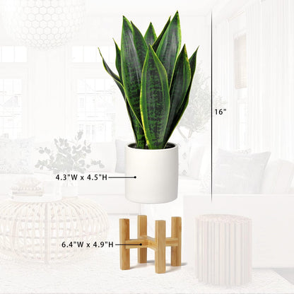 Fake Snake Plant 16" Faux Potted Plant Artificial Snake Plant with White Ceramic Pot Sansevieria Plant Perfect for House Modern Living Room Office Housewarming Gift Indoor Decor