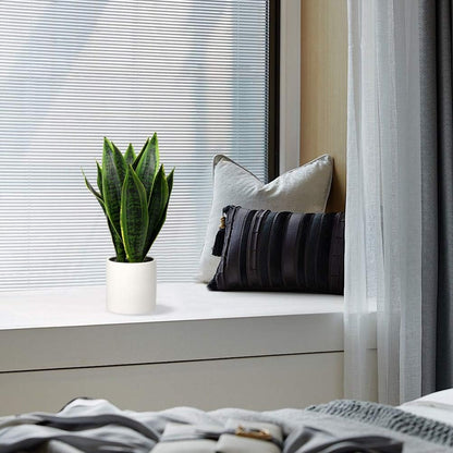 Fake Snake Plant 16" Faux Potted Plant Artificial Snake Plant with White Ceramic Pot Sansevieria Plant Perfect for House Modern Living Room Office Housewarming Gift Indoor Decor