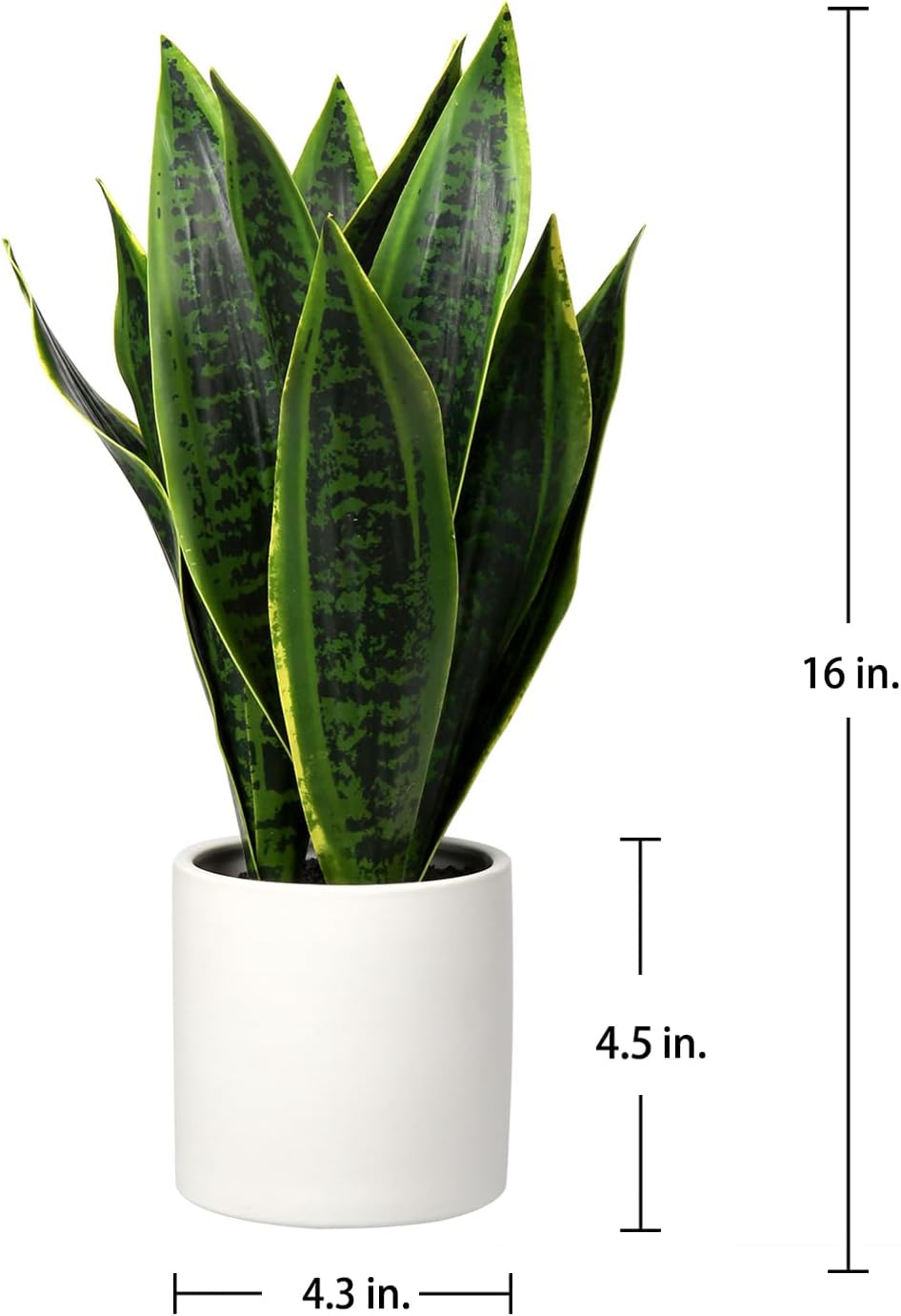 Fake Snake Plant 16" Faux Potted Plant Artificial Snake Plant with White Ceramic Pot Sansevieria Plant Perfect for House Modern Living Room Office Housewarming Gift Indoor Decor