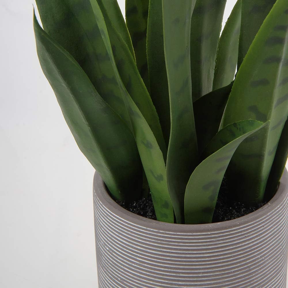 Fake Snake Plant 16" Faux Potted Plant Artificial Snake Plant with White Ceramic Pot Sansevieria Plant Perfect for House Modern Living Room Office Housewarming Gift Indoor Decor