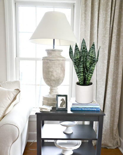 Fake Snake Plant 16" Faux Potted Plant Artificial Snake Plant with White Ceramic Pot Sansevieria Plant Perfect for House Modern Living Room Office Housewarming Gift Indoor Decor