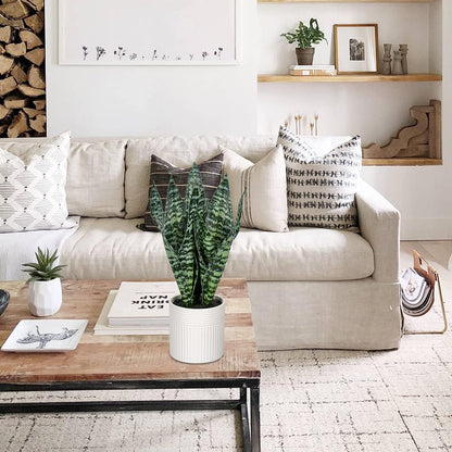 Fake Snake Plant 16" Faux Potted Plant Artificial Snake Plant with White Ceramic Pot Sansevieria Plant Perfect for House Modern Living Room Office Housewarming Gift Indoor Decor