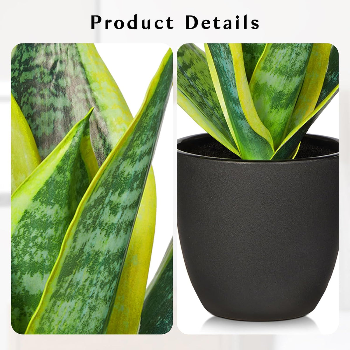 Fake Snake Plant 16" Faux Potted Plant Artificial Snake Plant with White Ceramic Pot Sansevieria Plant Perfect for House Modern Living Room Office Housewarming Gift Indoor Decor